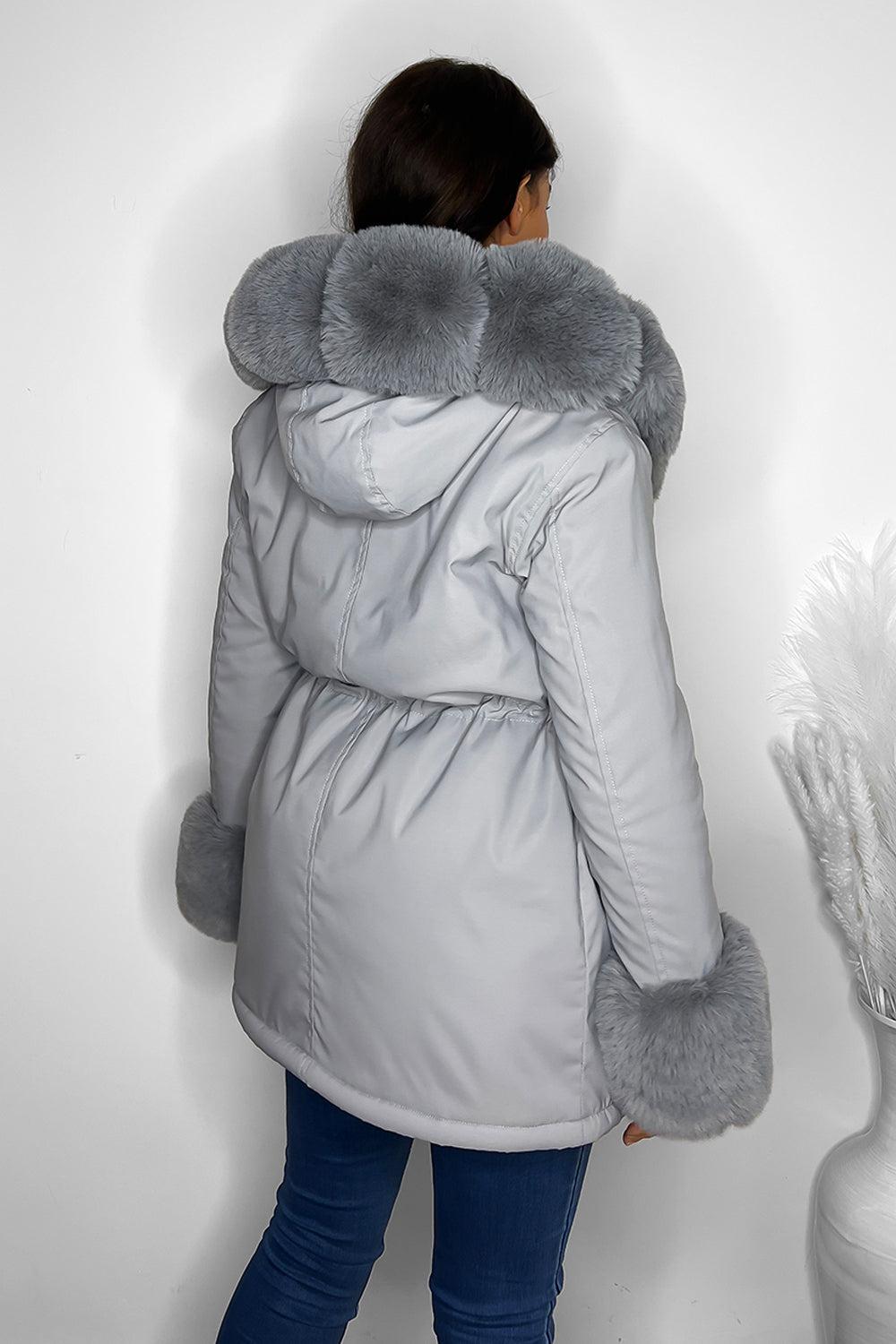 Faux Fur Detachable Fully Lined Versatile Hooded Winter Jacket-SinglePrice