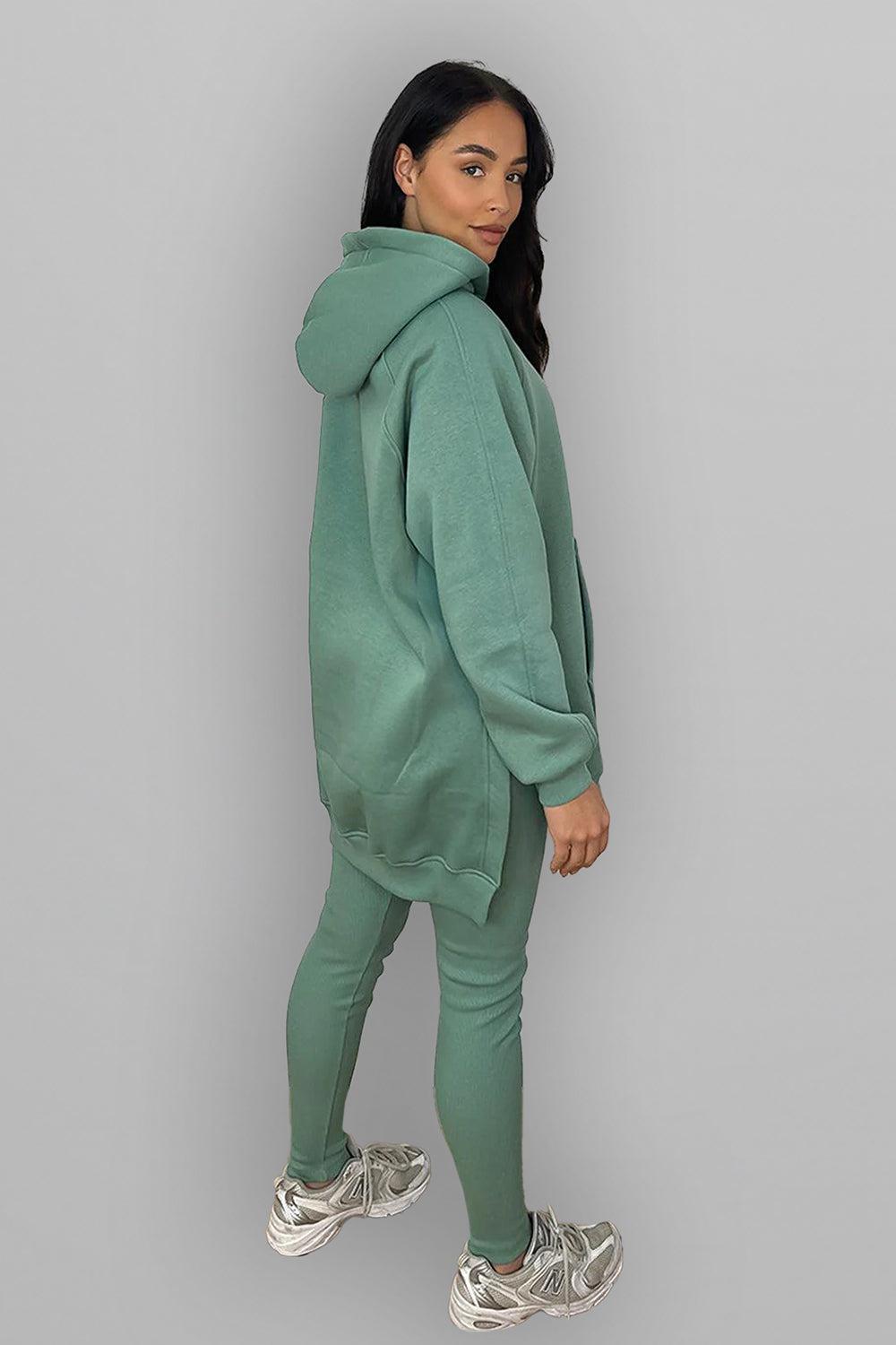 Thick Fleece Hoodie And Leggings Set