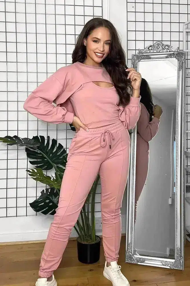 Cut Out Top Three Piece Tracksuit-SinglePrice