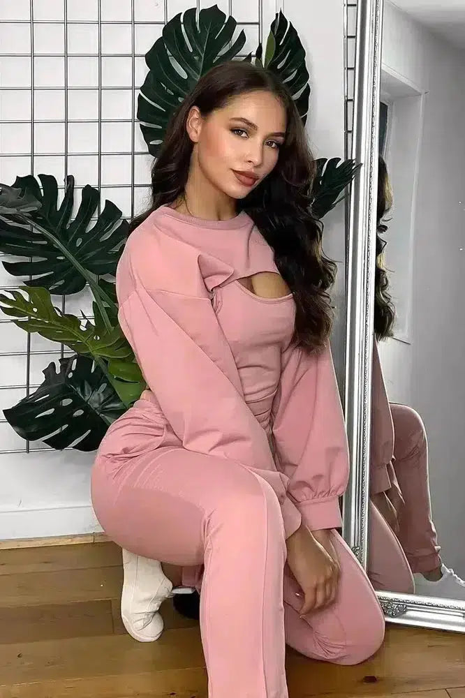 Cut Out Top Three Piece Tracksuit-SinglePrice