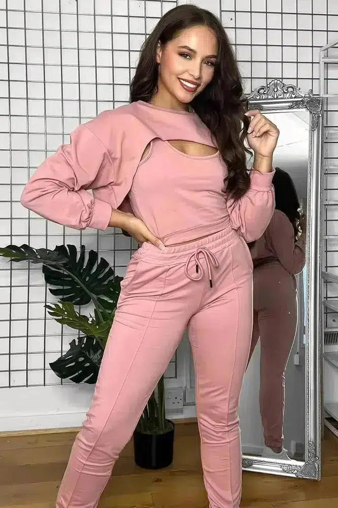 Cut Out Top Three Piece Tracksuit-SinglePrice