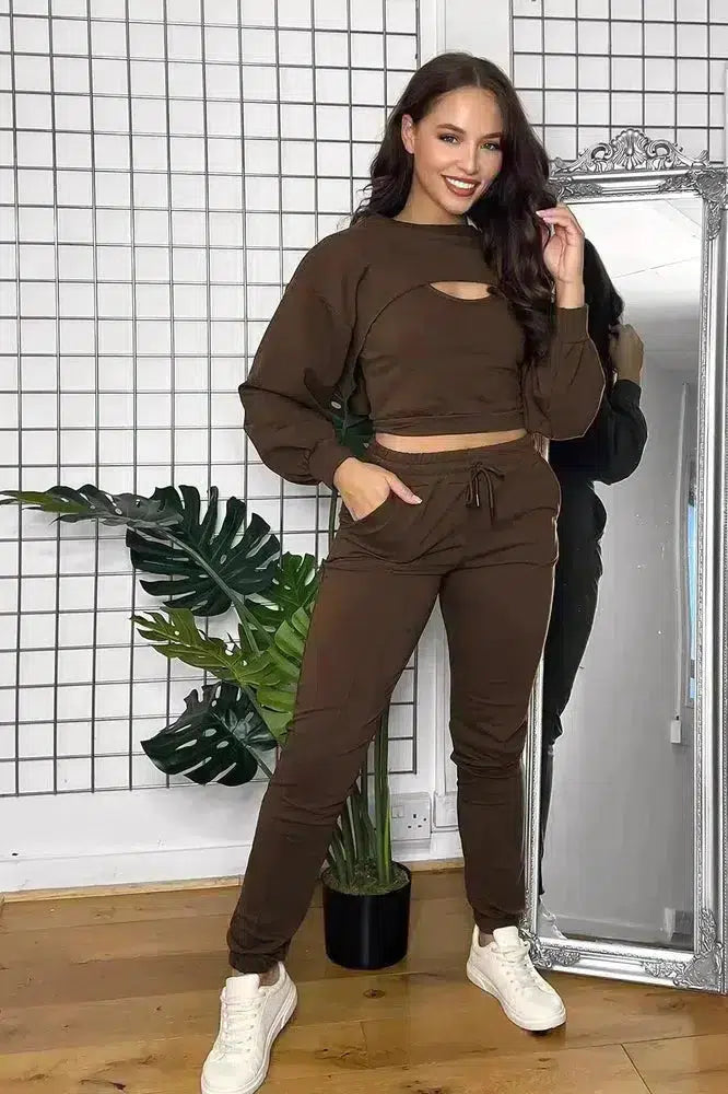 Cut Out Top Three Piece Tracksuit-SinglePrice