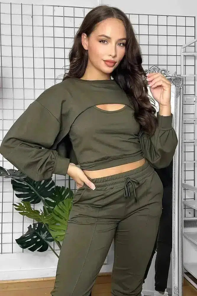 Cut Out Top Three Piece Tracksuit-SinglePrice