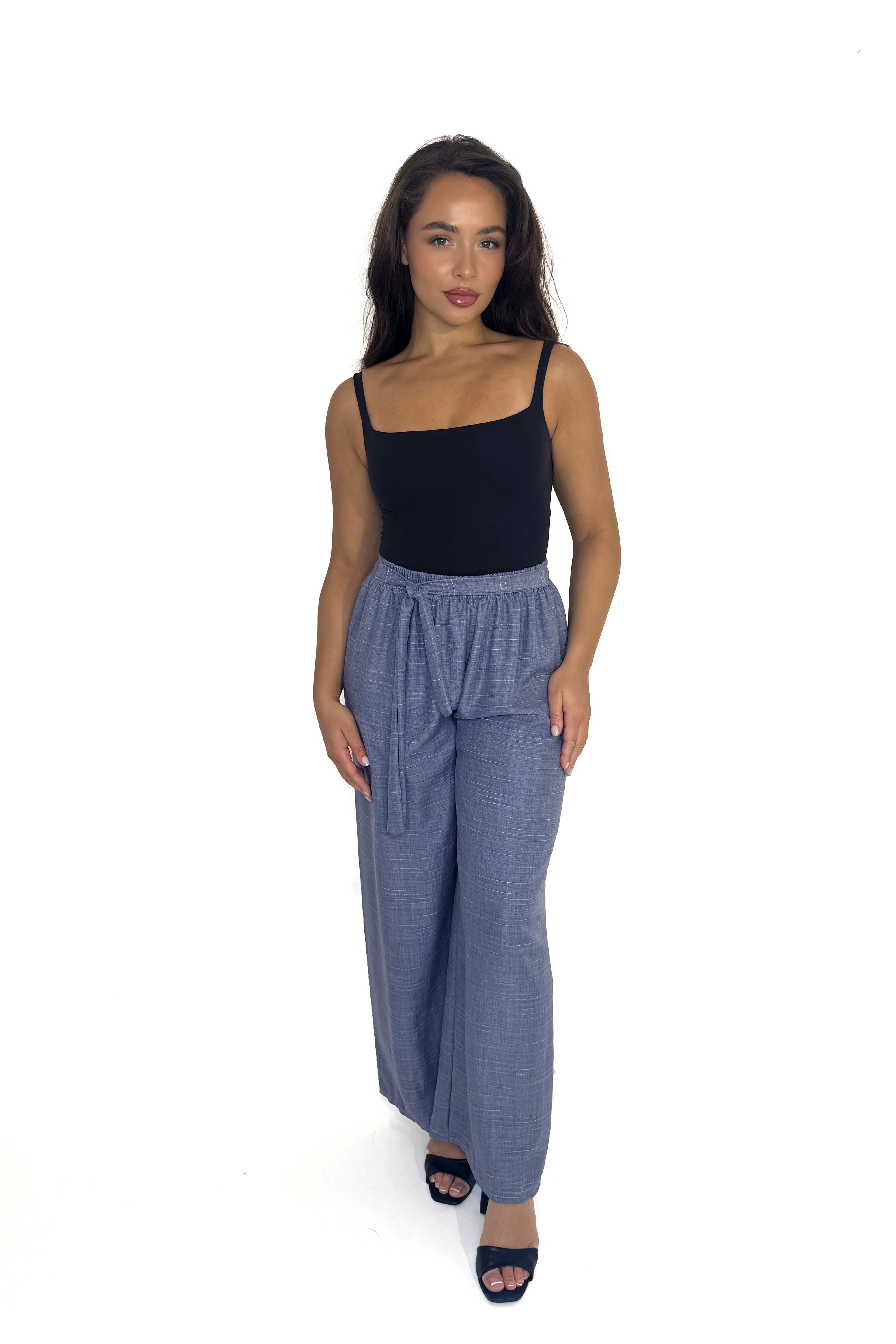 Wide Leg Tie Up Lightweight Trousers