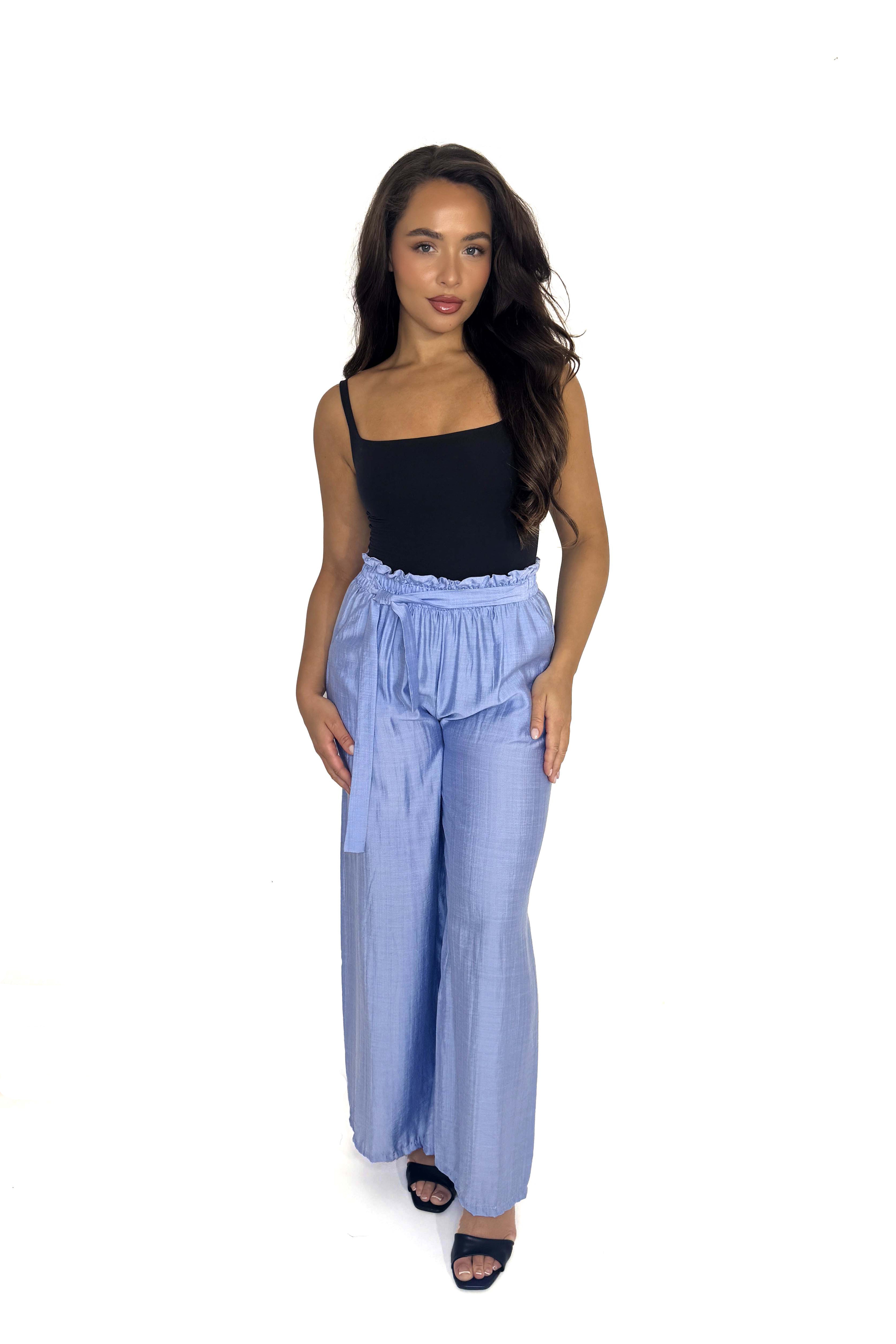 Paper Bag High Waist Wide Leg Trousers