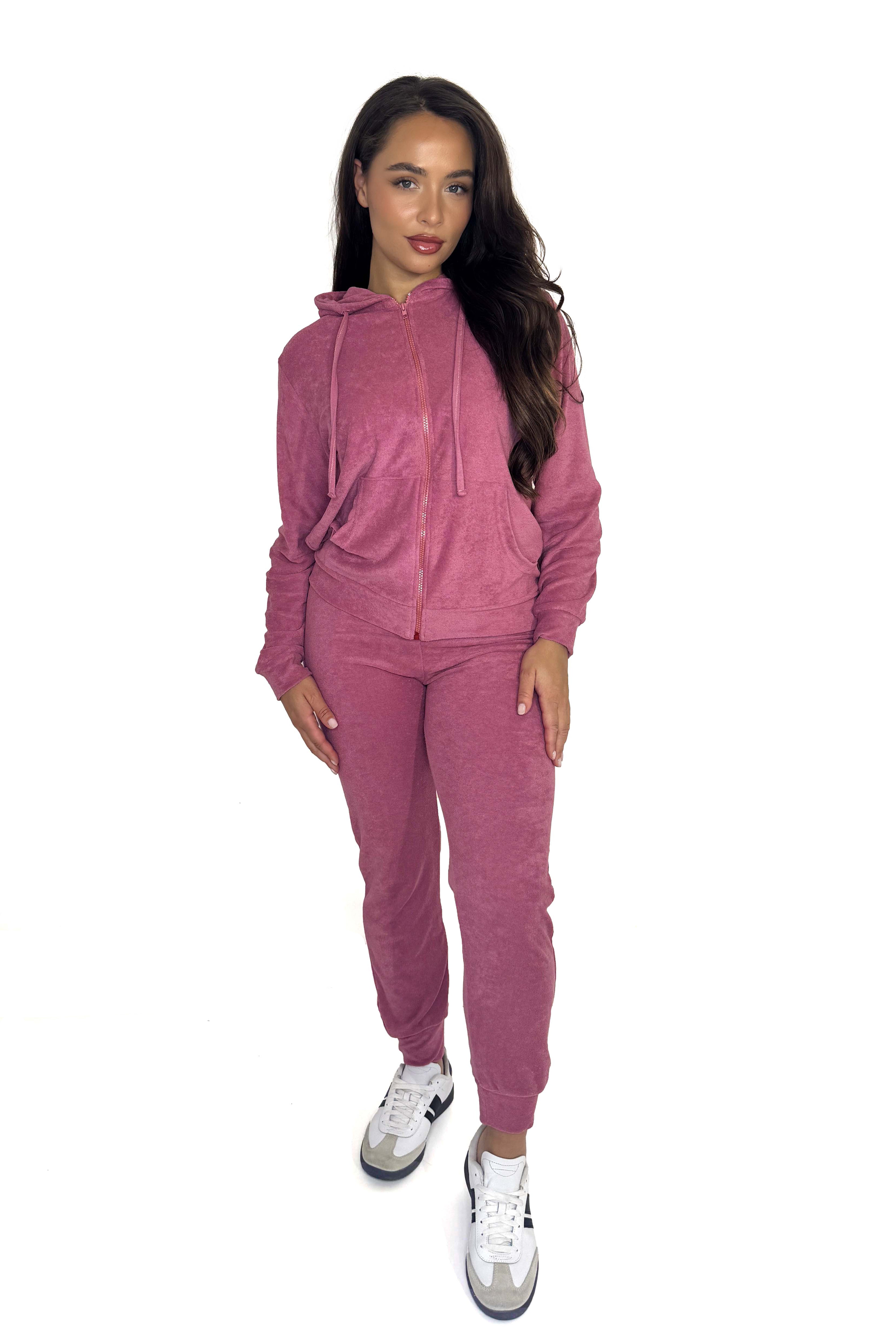 Hooded Zip Up Towelling Tracksuit