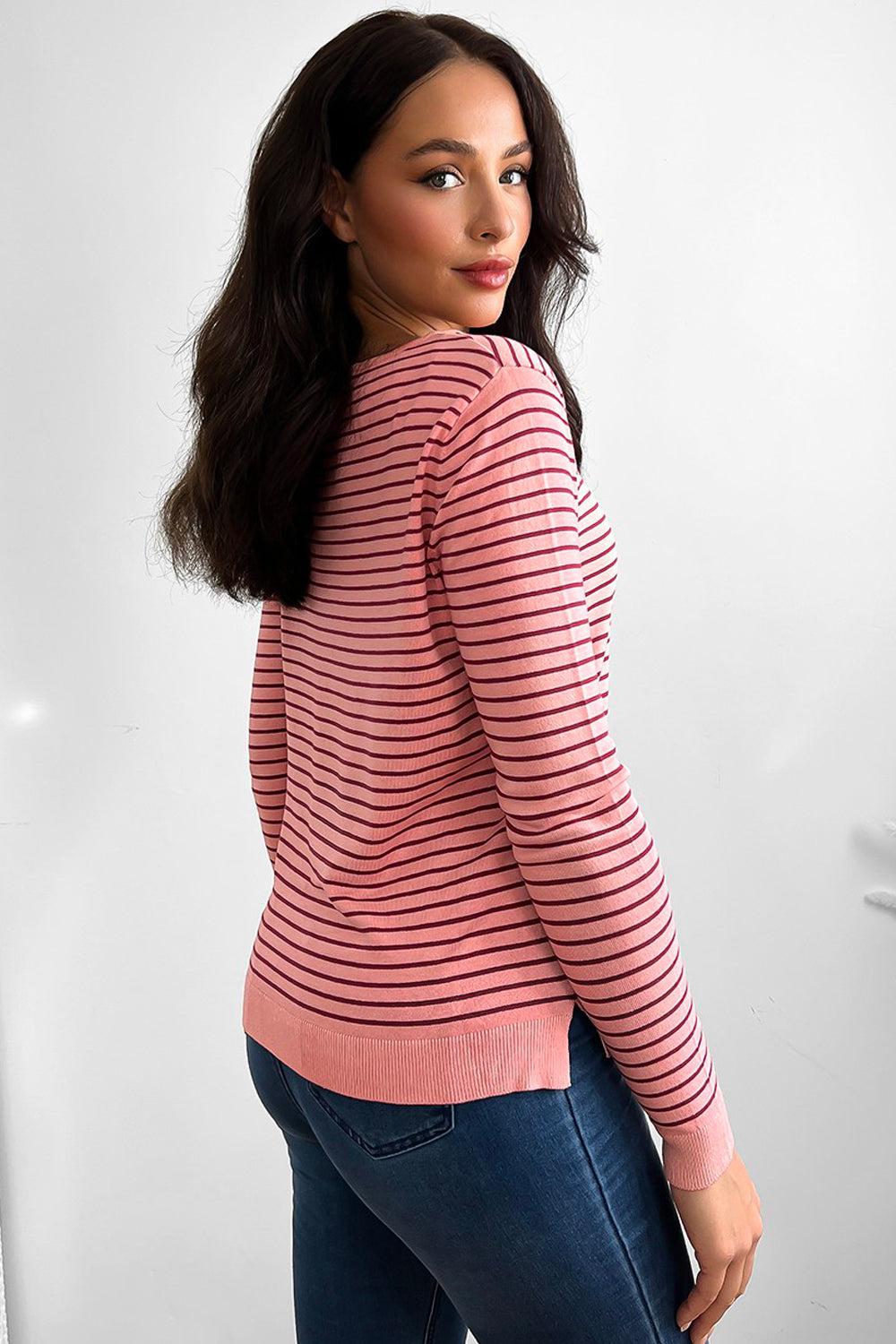 Horizontal Striped Long Sleeved Tee-SinglePrice