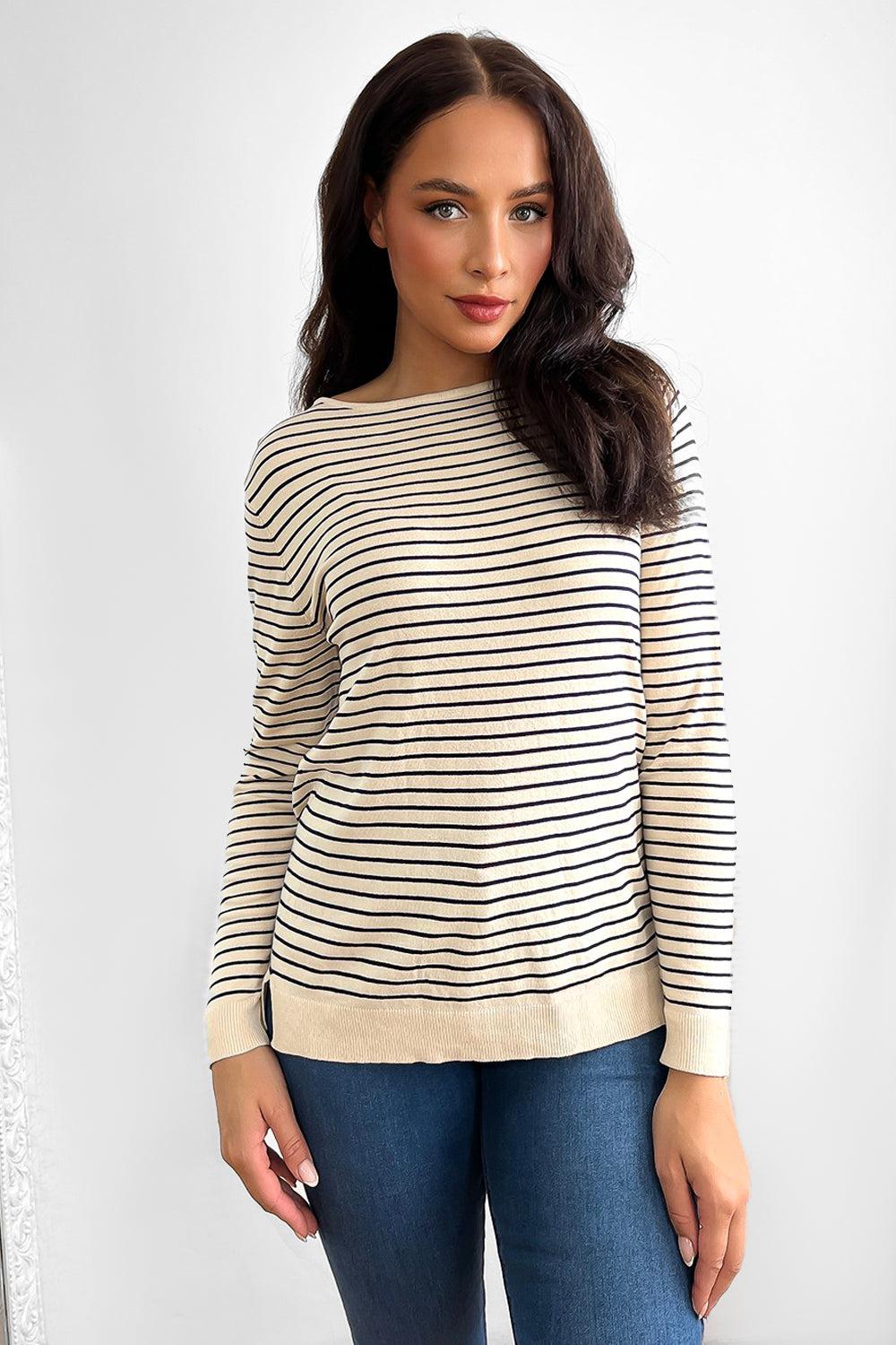 Horizontal Striped Long Sleeved Tee-SinglePrice