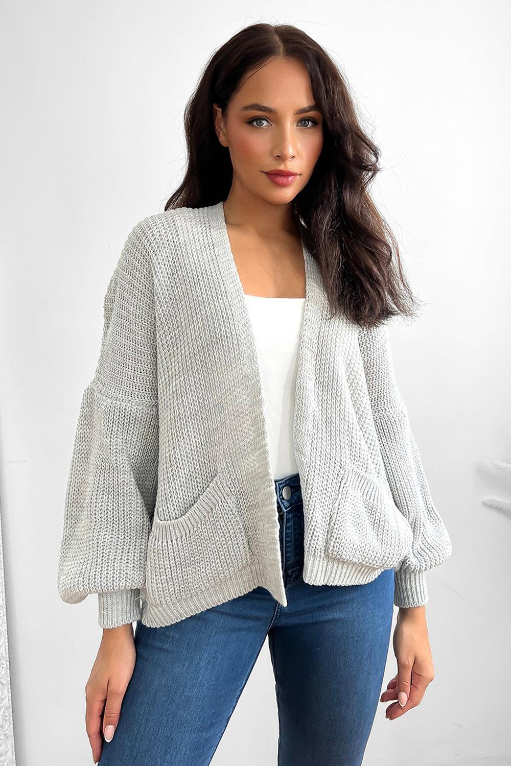 Fine Knit Side Pockets Open Front Cardigan-SinglePrice