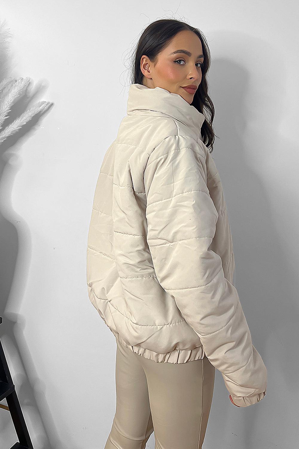 Stone High Neck Puffer Jacket-SinglePrice