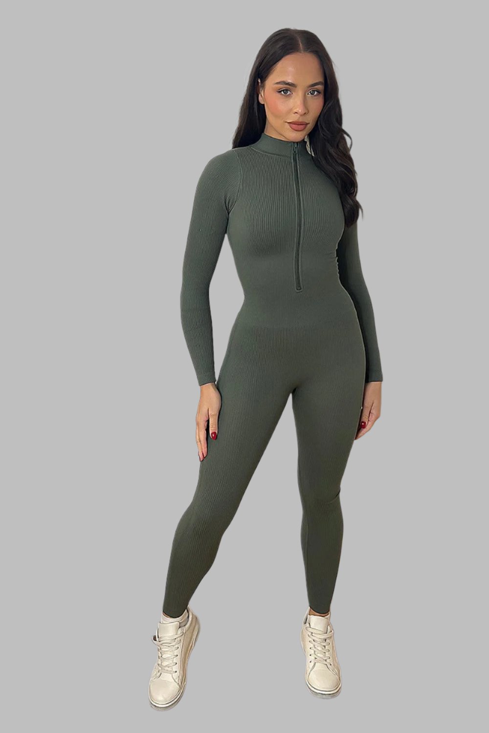 High Neck Zipped Front Sporty Onesie-SinglePrice