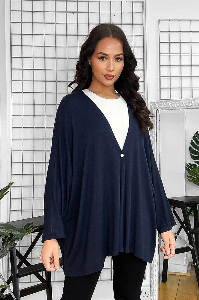 V-Neck Relaxed Fit Single Button Cardigan-SinglePrice