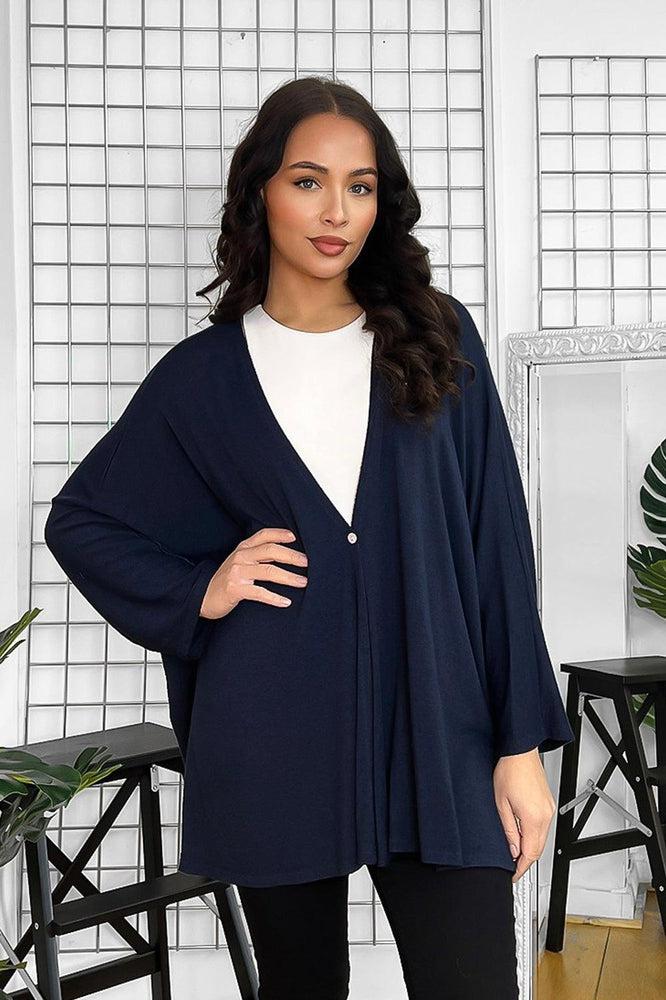 V-Neck Relaxed Fit Single Button Cardigan-SinglePrice