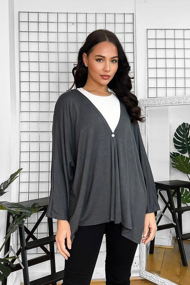 V-Neck Relaxed Fit Single Button Cardigan-SinglePrice