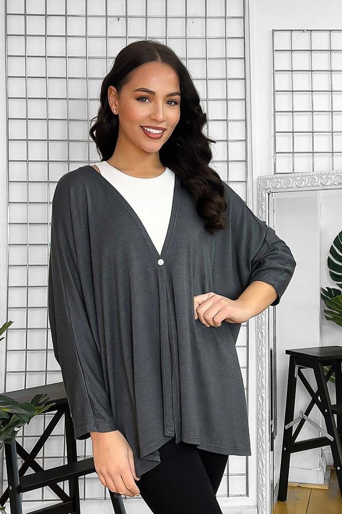 V-Neck Relaxed Fit Single Button Cardigan-SinglePrice