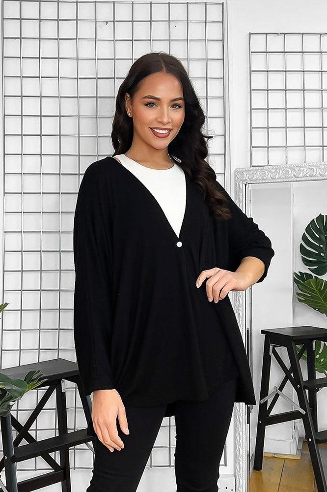 V-Neck Relaxed Fit Single Button Cardigan-SinglePrice