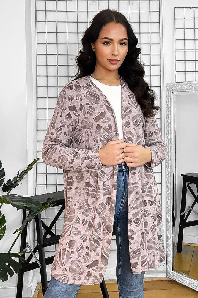 Abstract Pattern Wool Blend Open Front Cardigan-SinglePrice