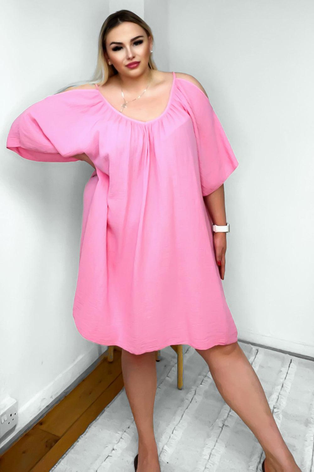Open Shoulders Cheesecloth Summer Dress-SinglePrice