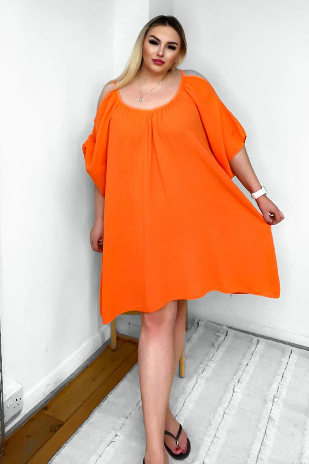 Open Shoulders Cheesecloth Summer Dress-SinglePrice