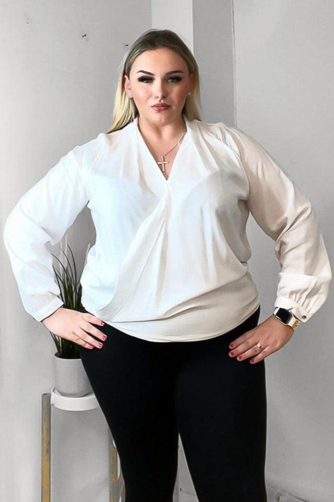 White Fixed Wrap Blouse-SinglePrice