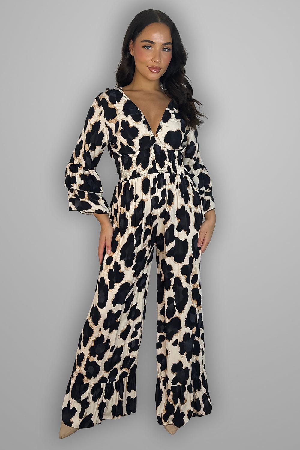 Multicolur Leopard Print Slinky Jumpsuit-SinglePrice