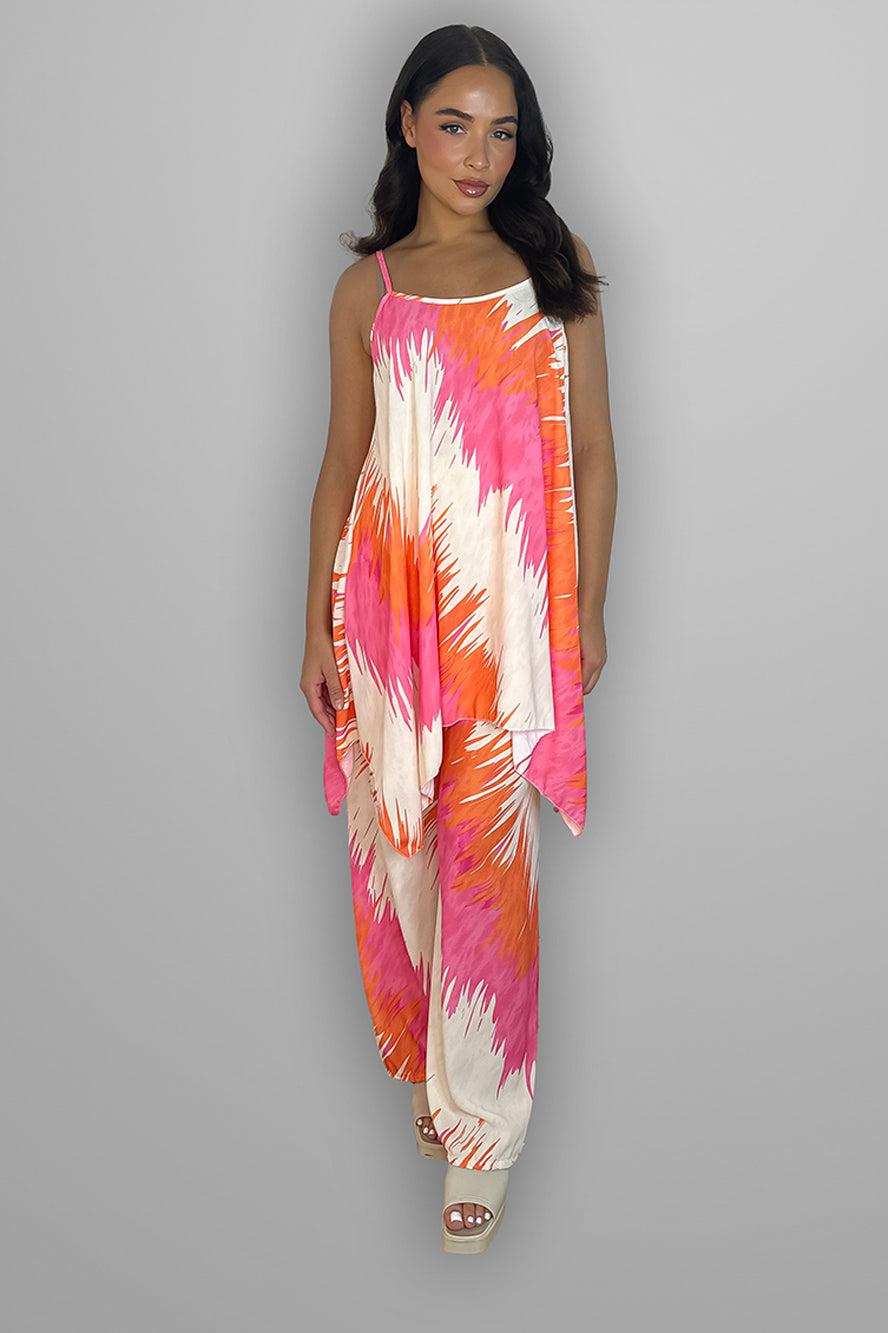Slinky Abstract Print Tunic And Trousers Set-SinglePrice