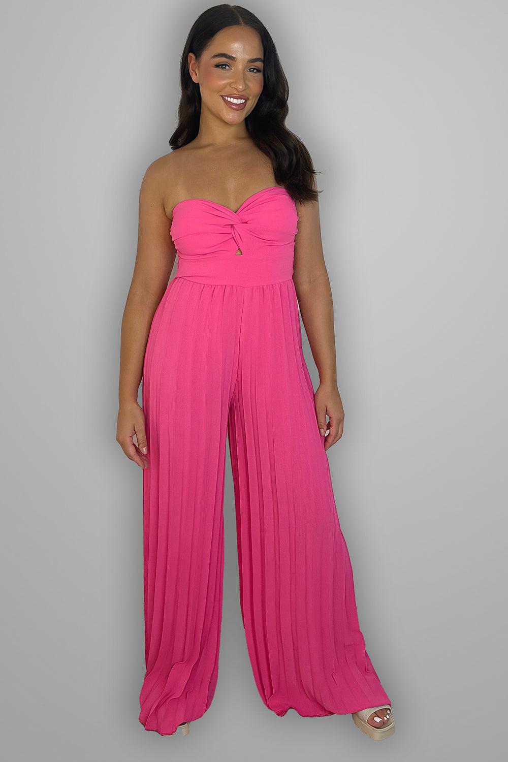 Pleated Legs Bandeau Jumpsuit