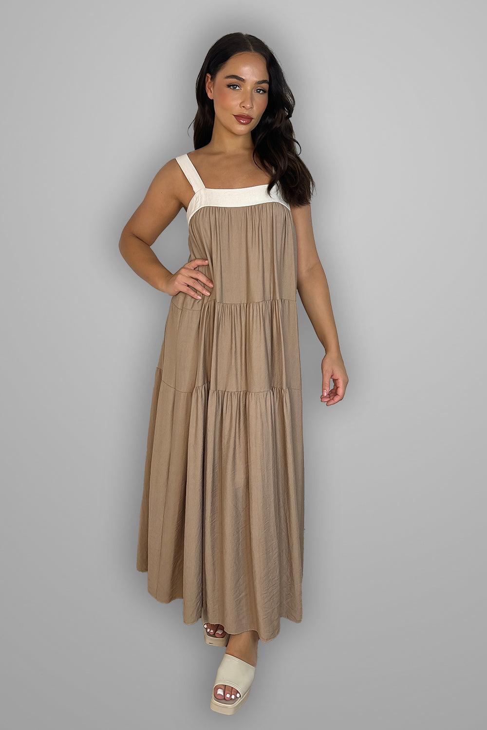 Tiered Cut Out Tie Back Long Sundress