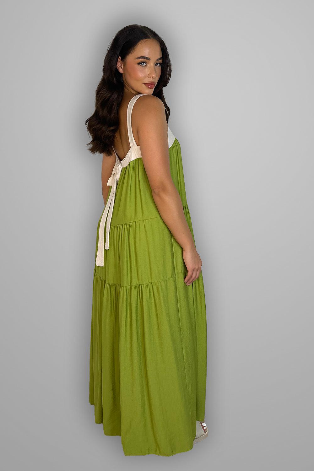 Tiered Cut Out Tie Back Long Sundress