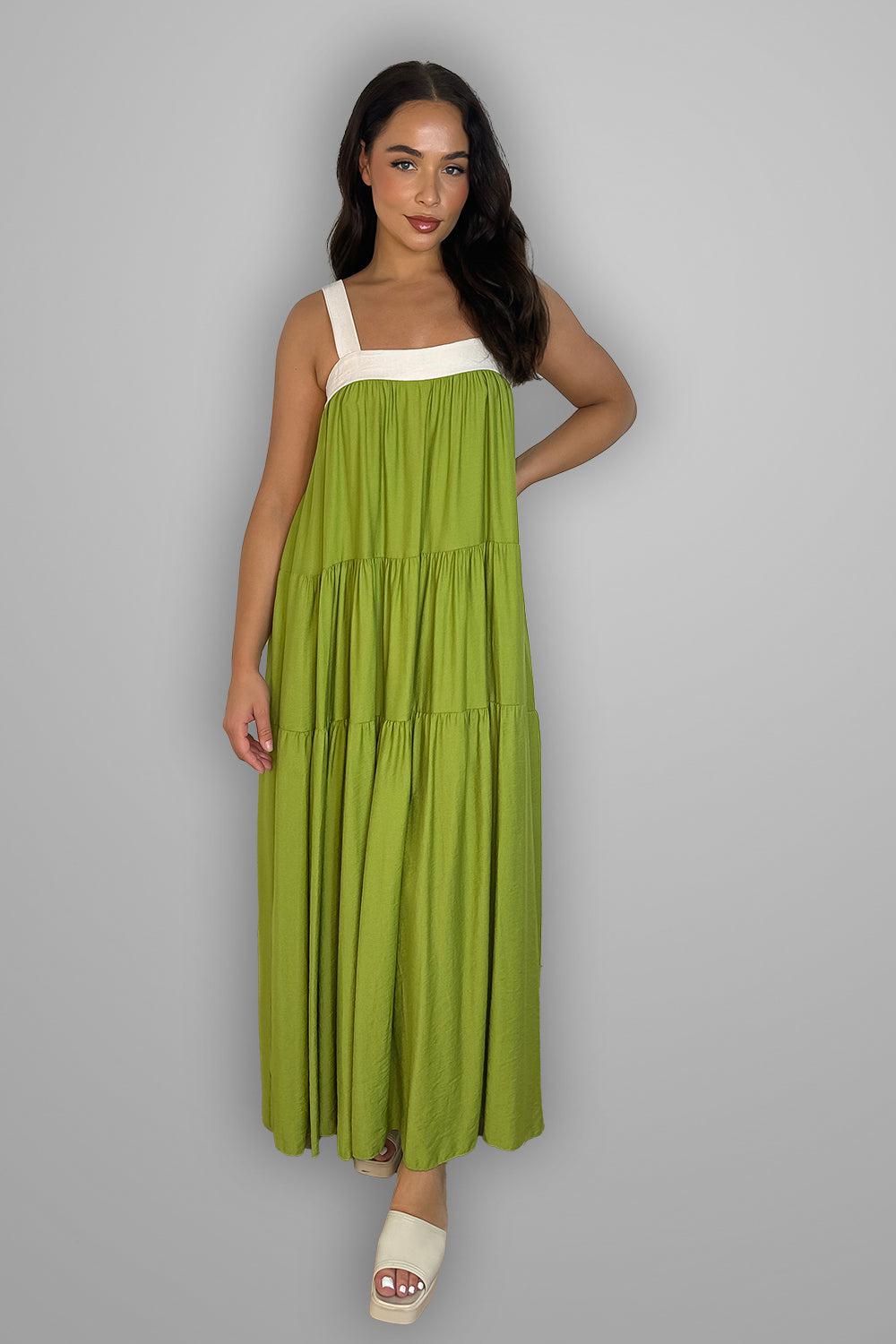 Tiered Cut Out Tie Back Long Sundress