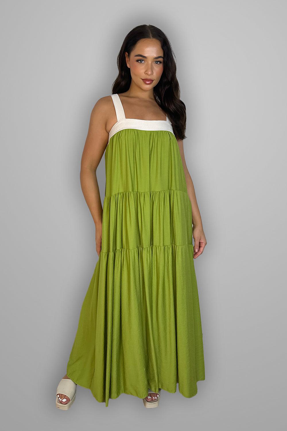 Tiered Cut Out Tie Back Long Sundress