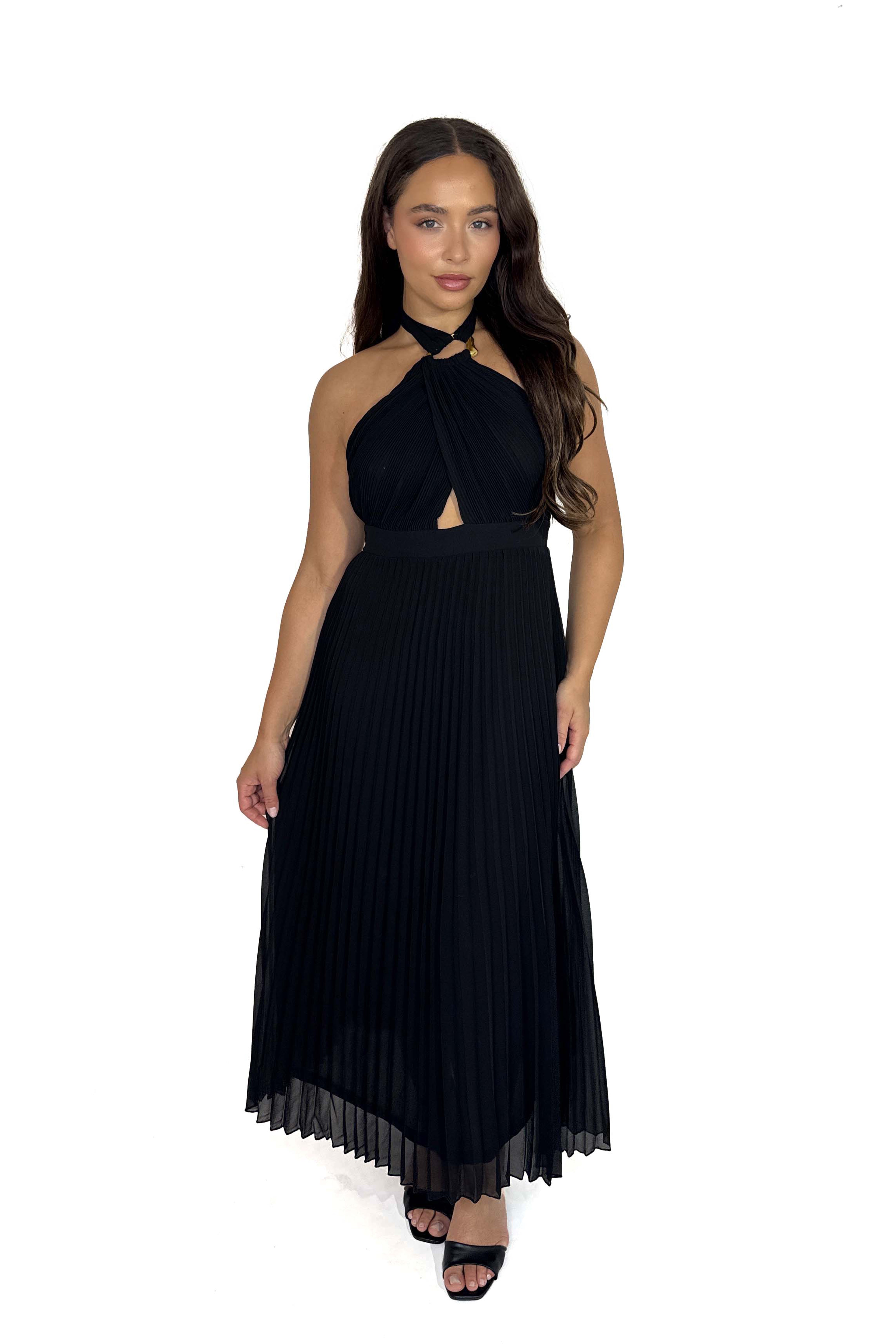 Wholesale Women's Halter Neck Plisse Chiffon Maxi Dress (PACK OF 6)