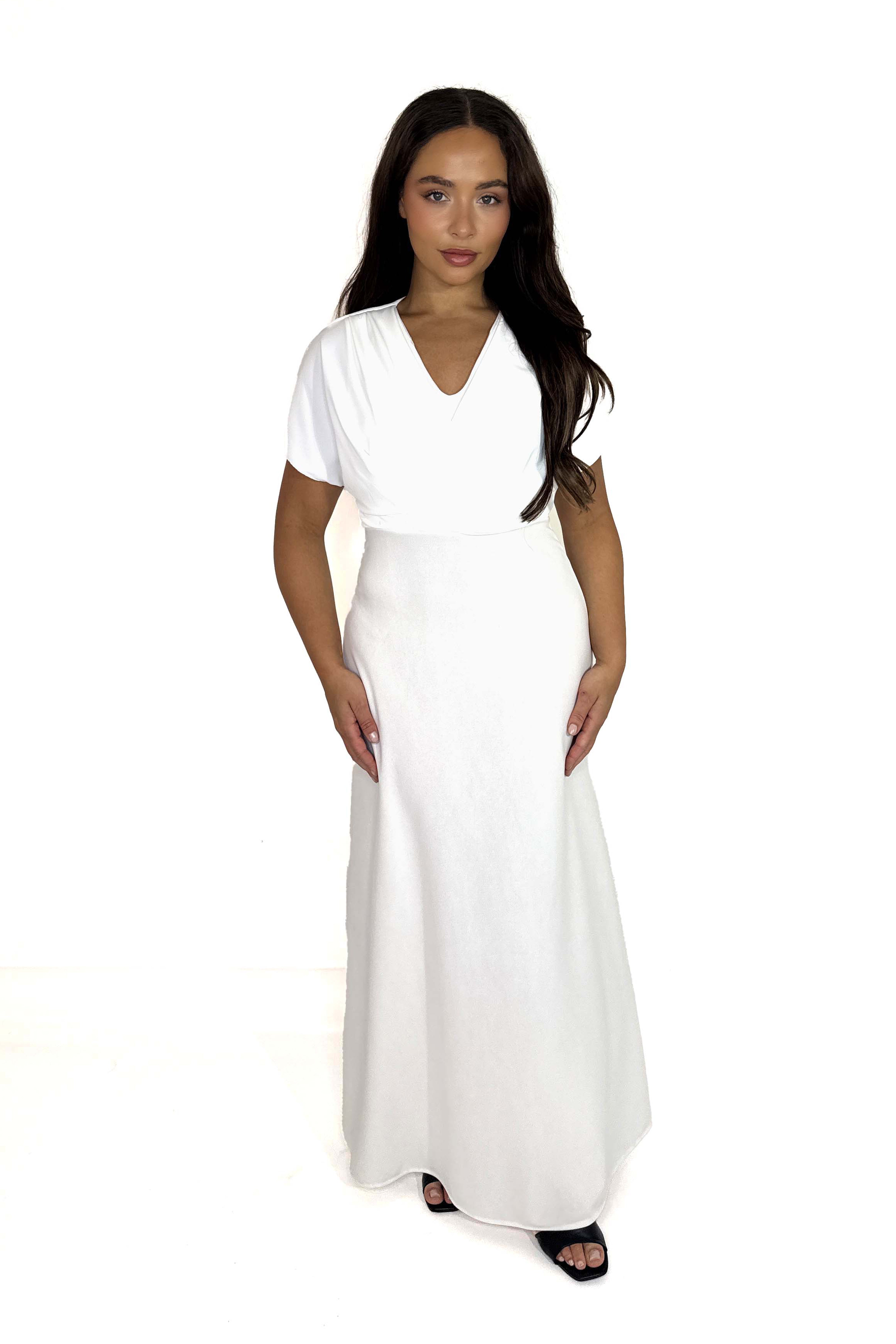 Wholesale Women's Bridal Look Empire Waist White A-Line Maxi Dress (PACK OF 6)