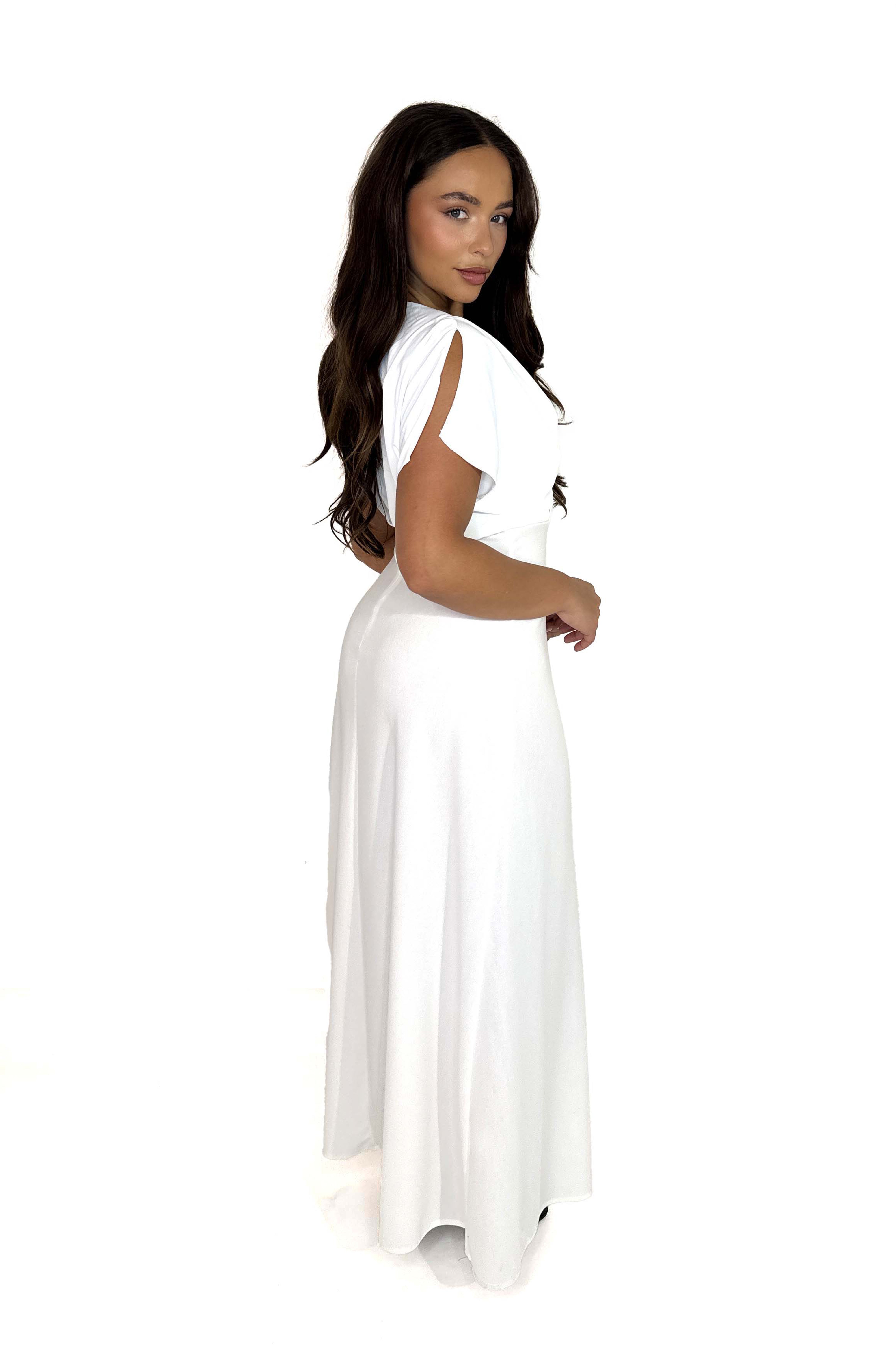 Wholesale Women's Bridal Look Empire Waist White A-Line Maxi Dress (PACK OF 6)