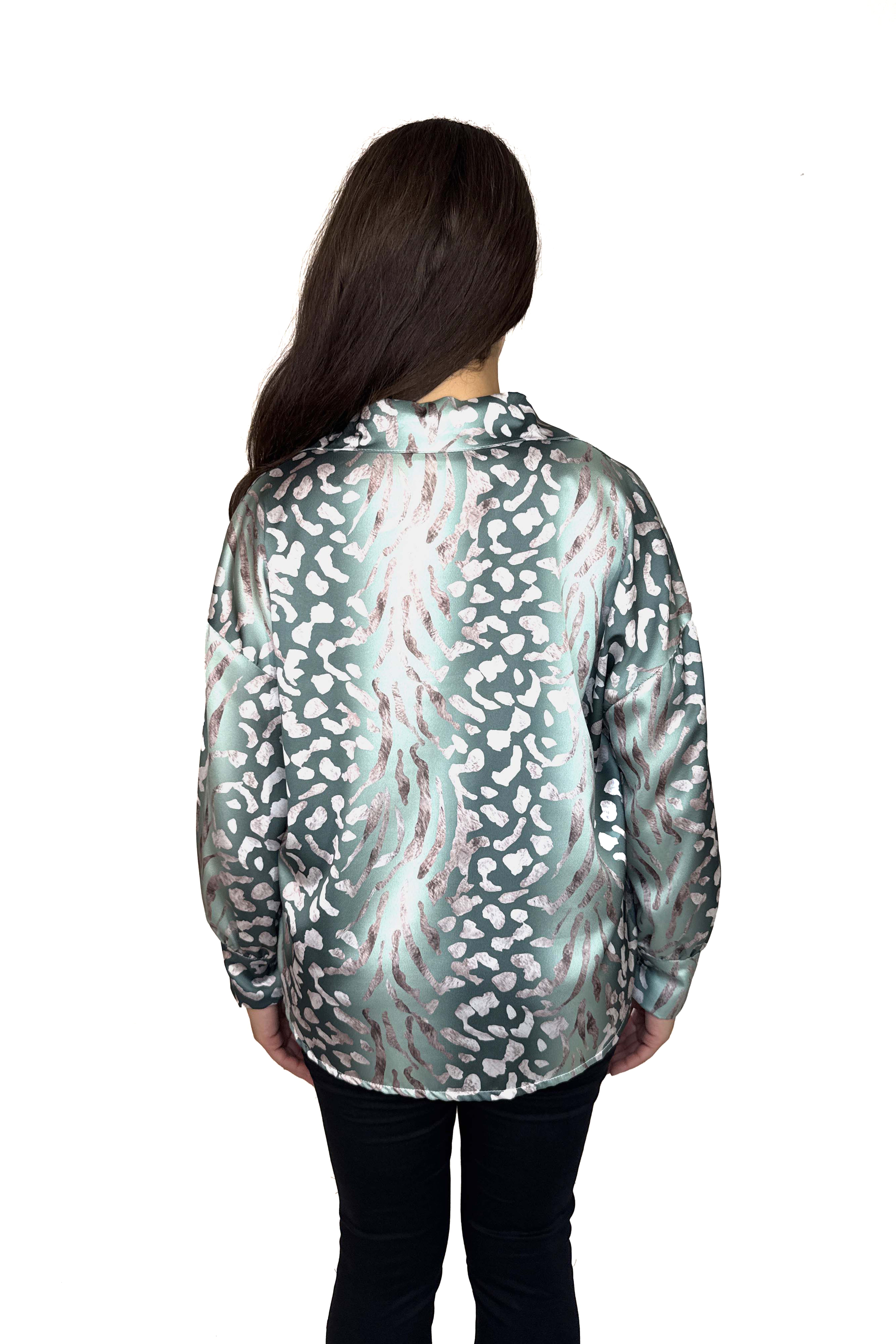 Wholesale Women's Leopard Print Satın Shirt (PACK OF 6)