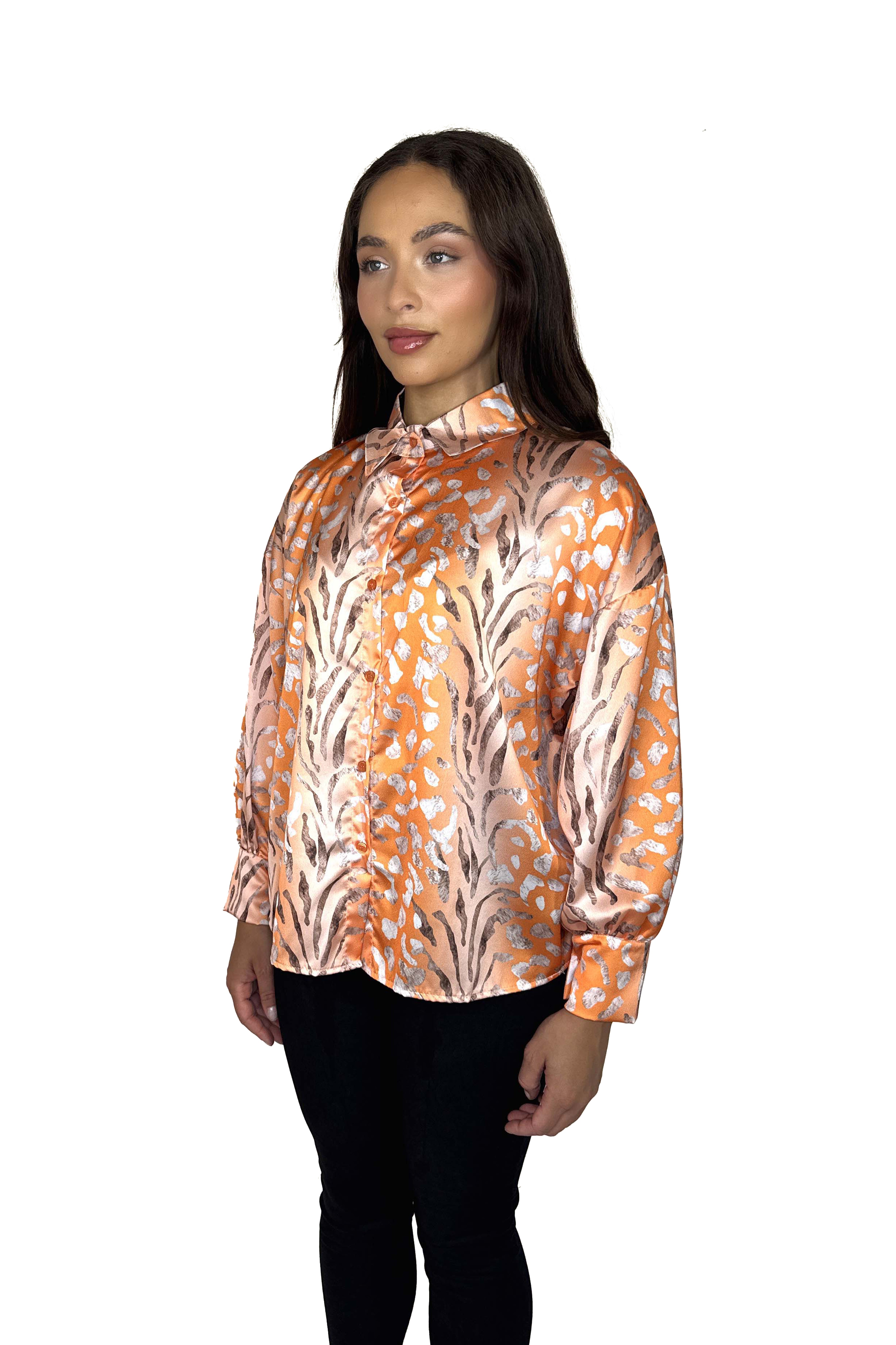 Wholesale Women's Leopard Print Satın Shirt (PACK OF 6)