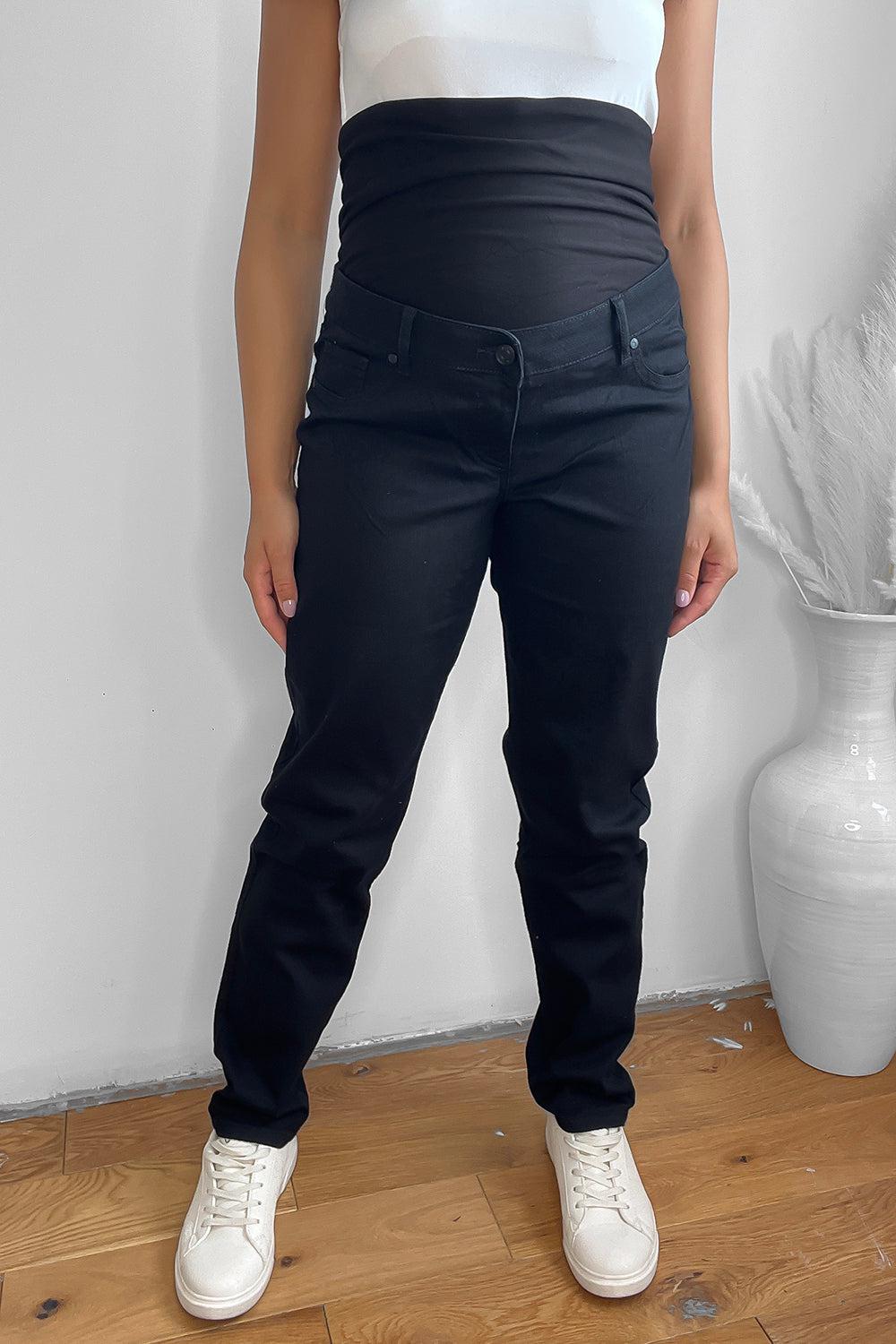 Thick Cotton Blend Bump Support Maternity Jeans-SinglePrice