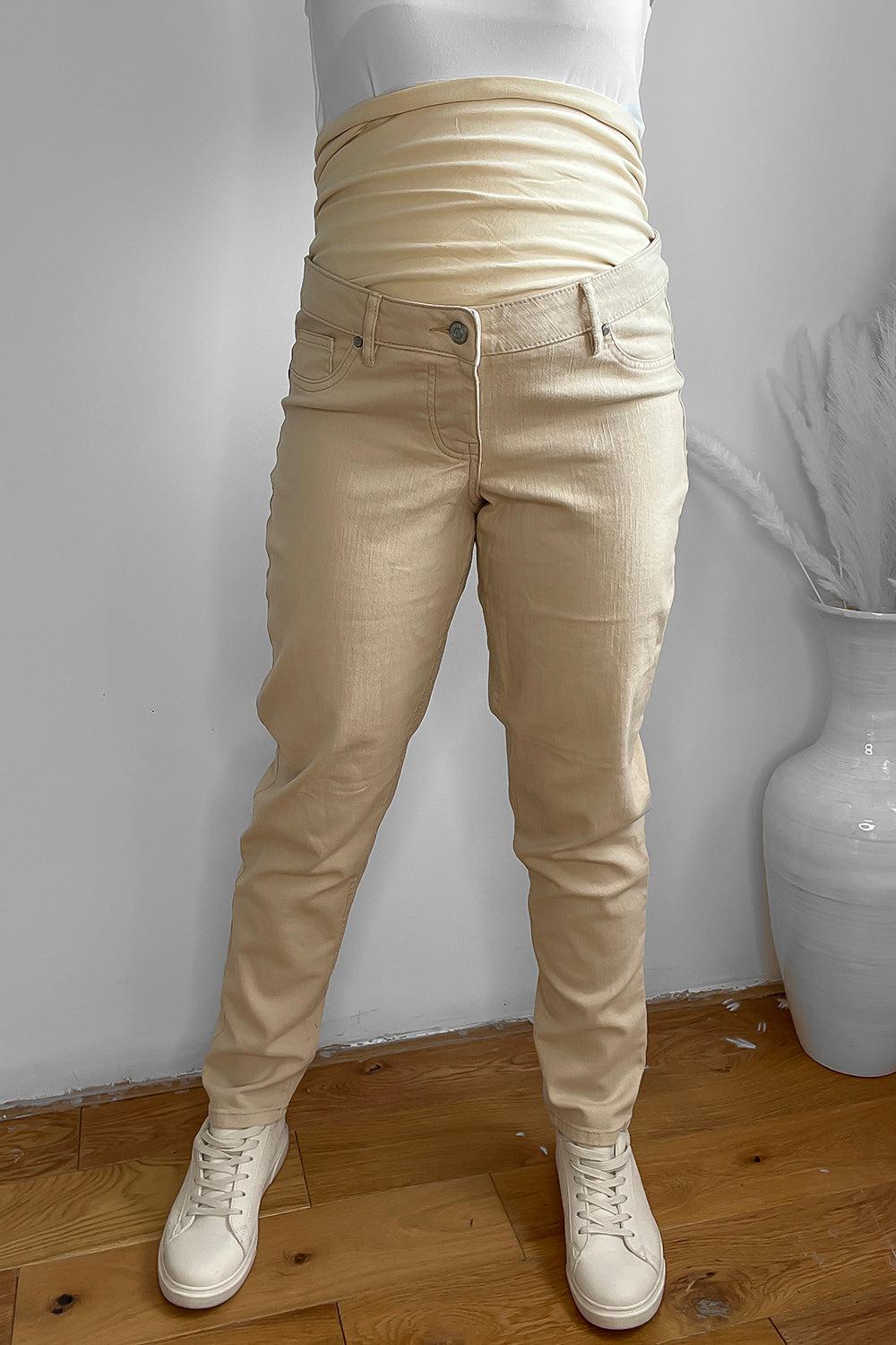 Thick Cotton Blend Bump Support Maternity Jeans-SinglePrice