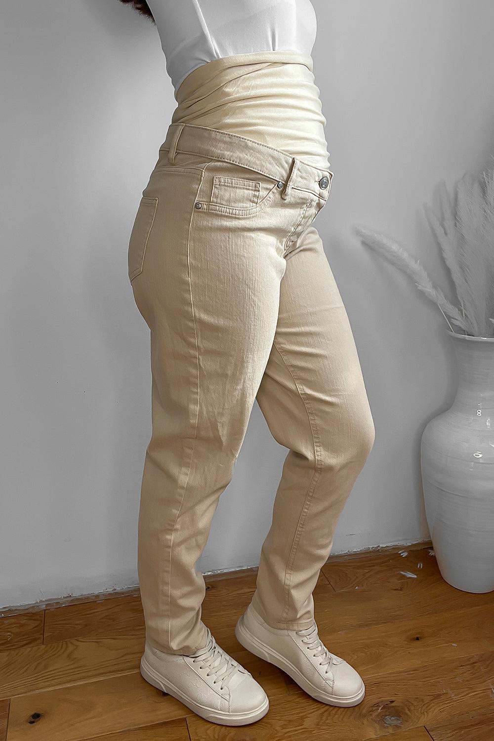 Thick Cotton Blend Bump Support Maternity Jeans-SinglePrice