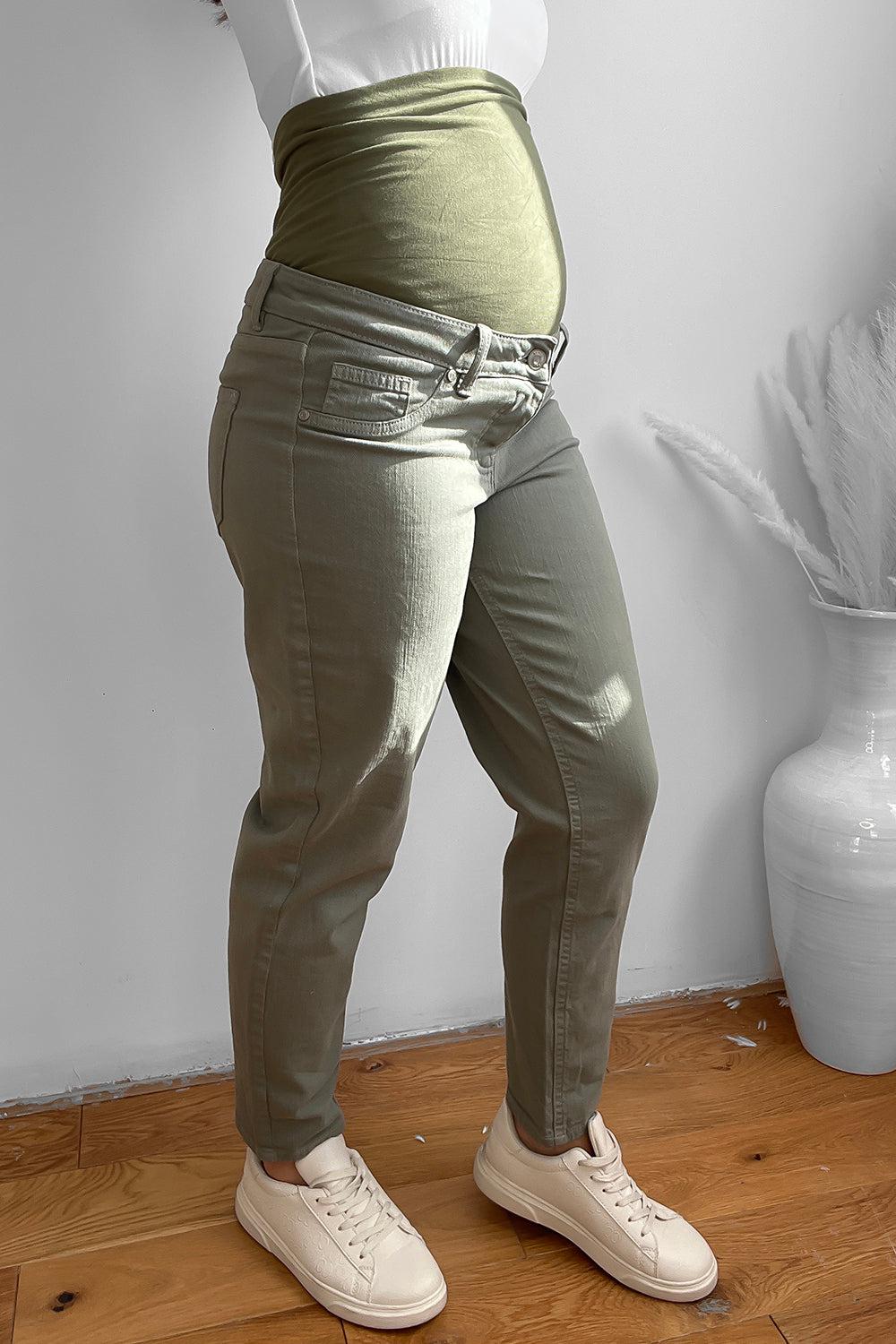 Thick Cotton Blend Bump Support Maternity Jeans-SinglePrice