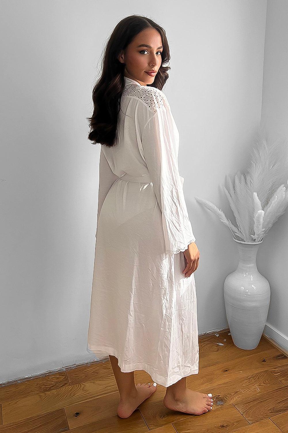 100% Cotton Lace Details Maxi Summer Robe-SinglePrice