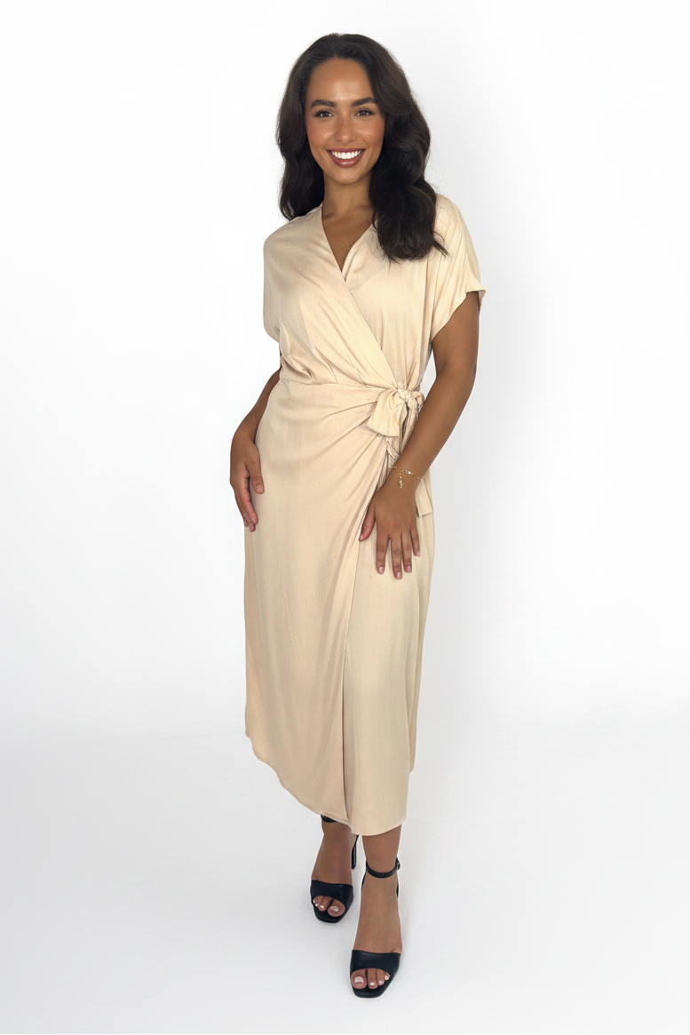 Lightweight Tie Wrap Long Viscose Dress