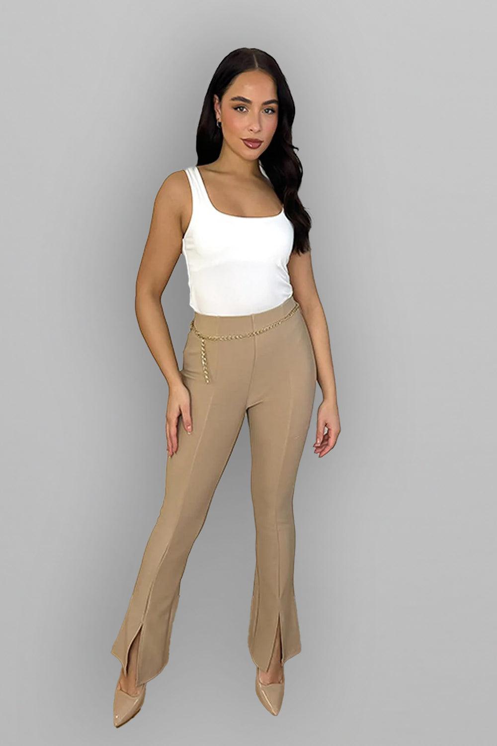 Split Leg Chain Belt Trousers