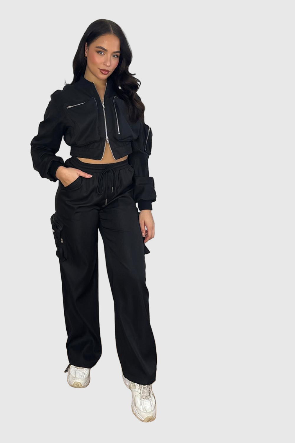 Lightweight Cargo Trousers And Bomber Jacket Set-SinglePrice