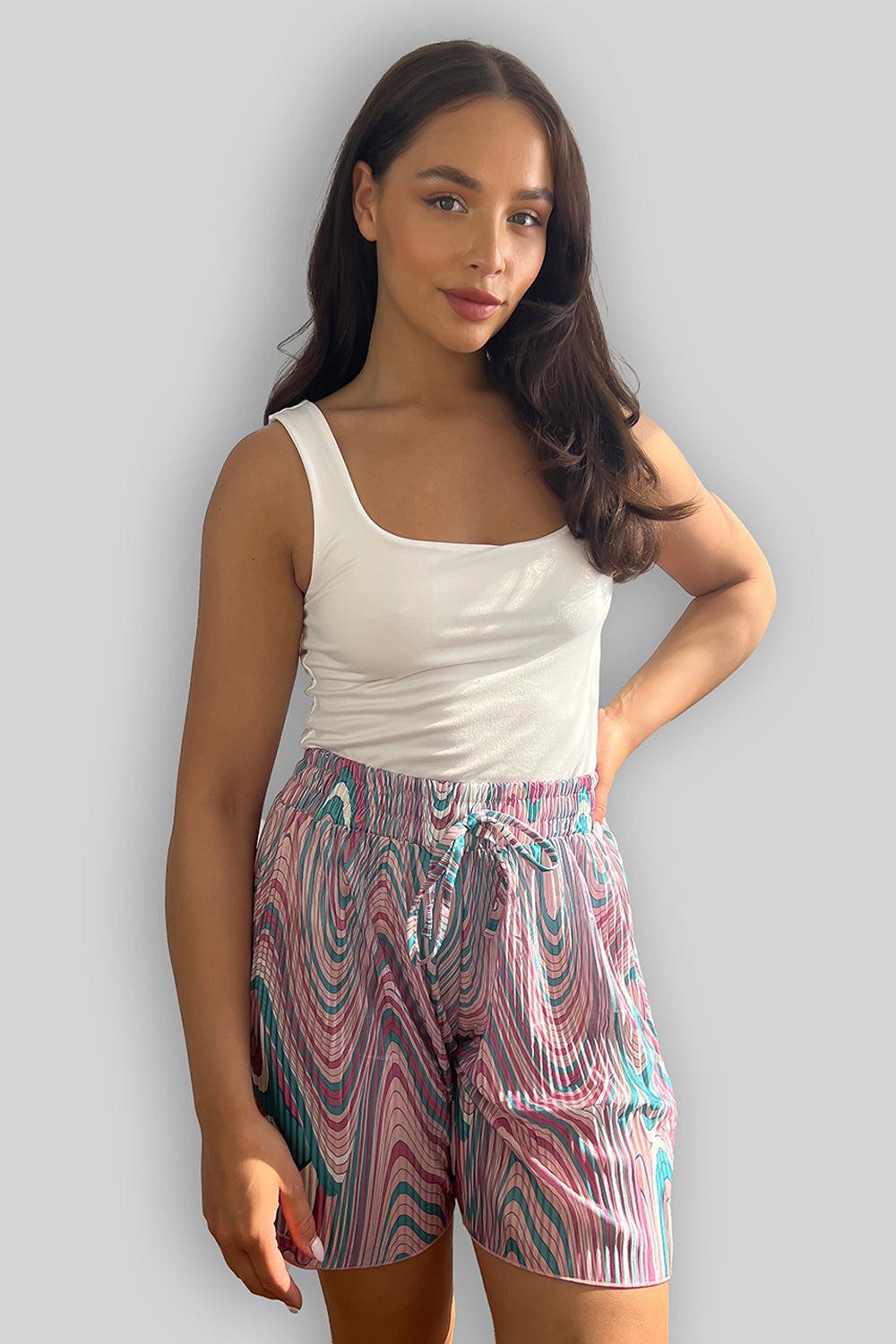 Marble Swirl Print Summer Shorts