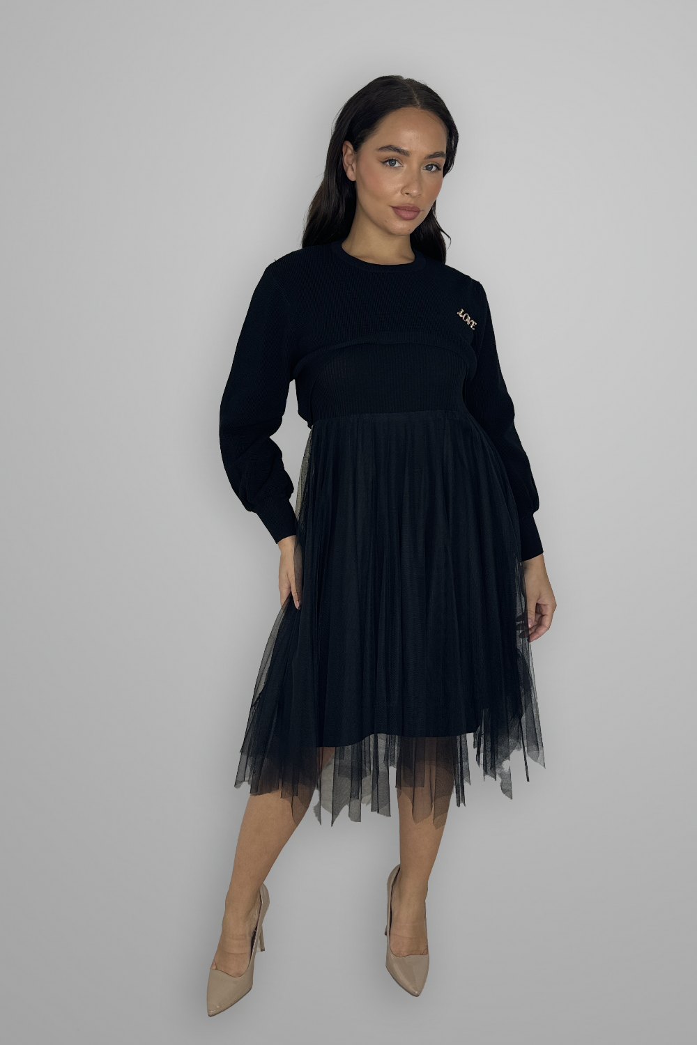 Knitted Tutu Midi Dress And Bolero Jumper Co ord Set