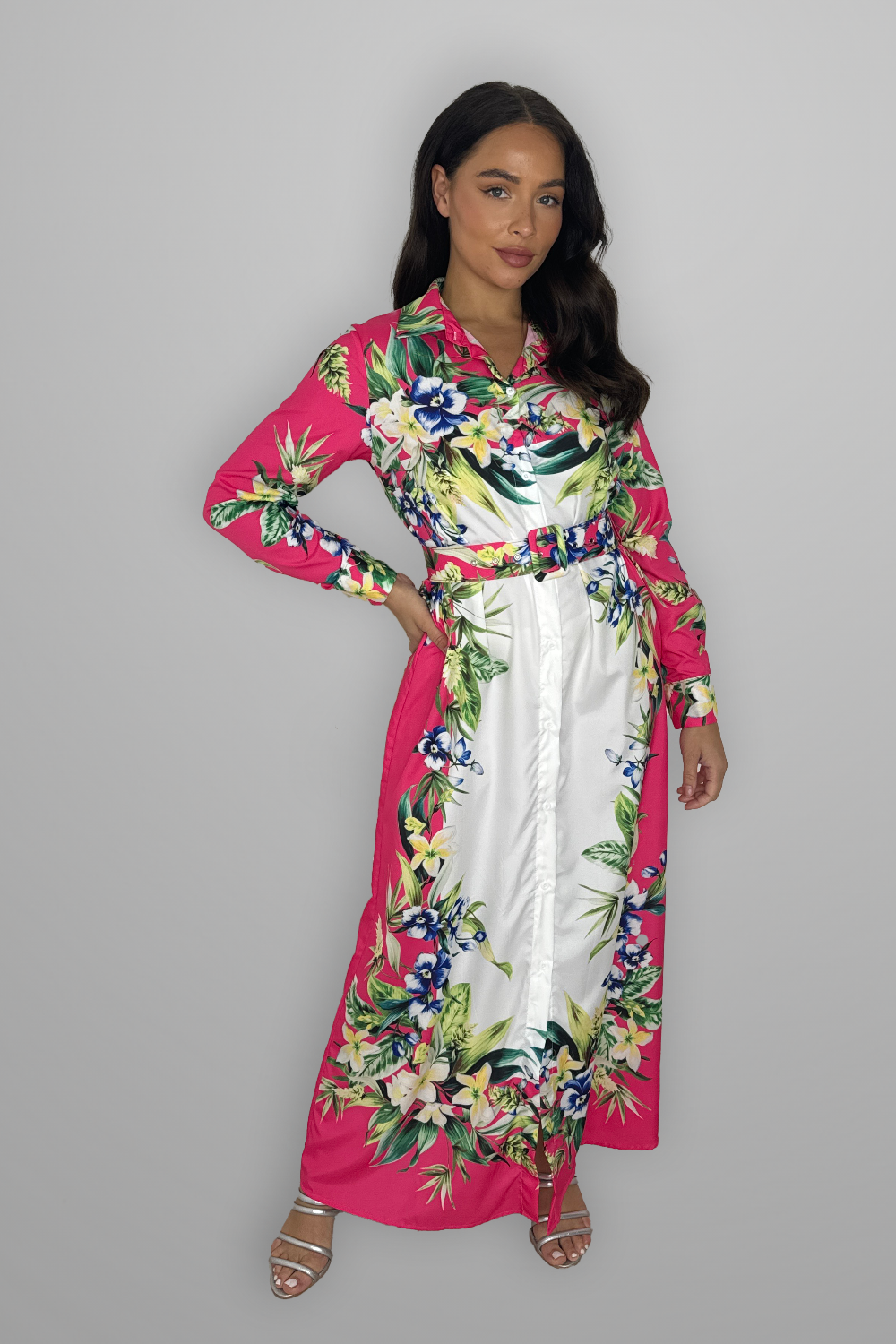 Floral Print Modern Modest Dress-SinglePrice