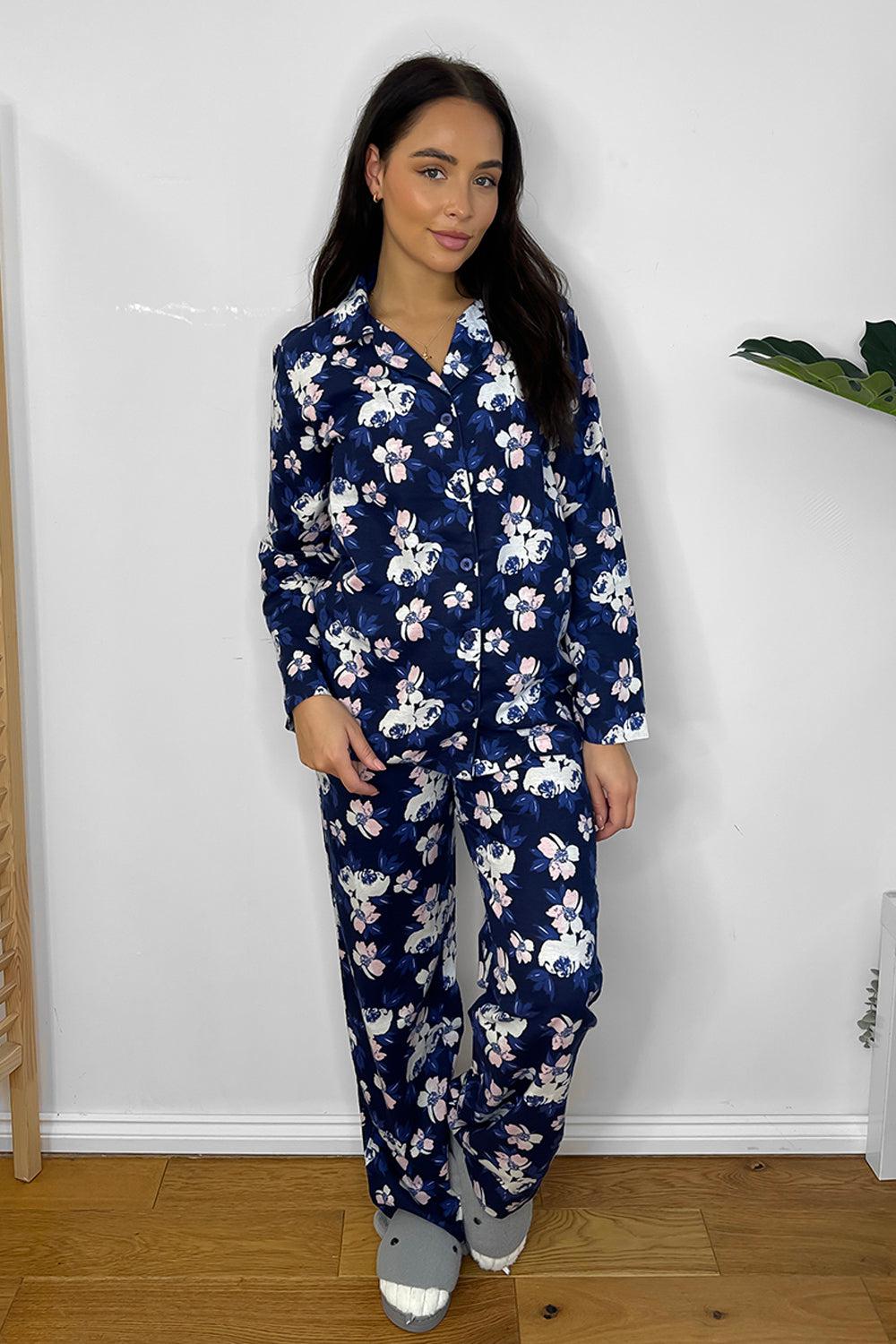Navy Floral Print Pyjama Set-SinglePrice