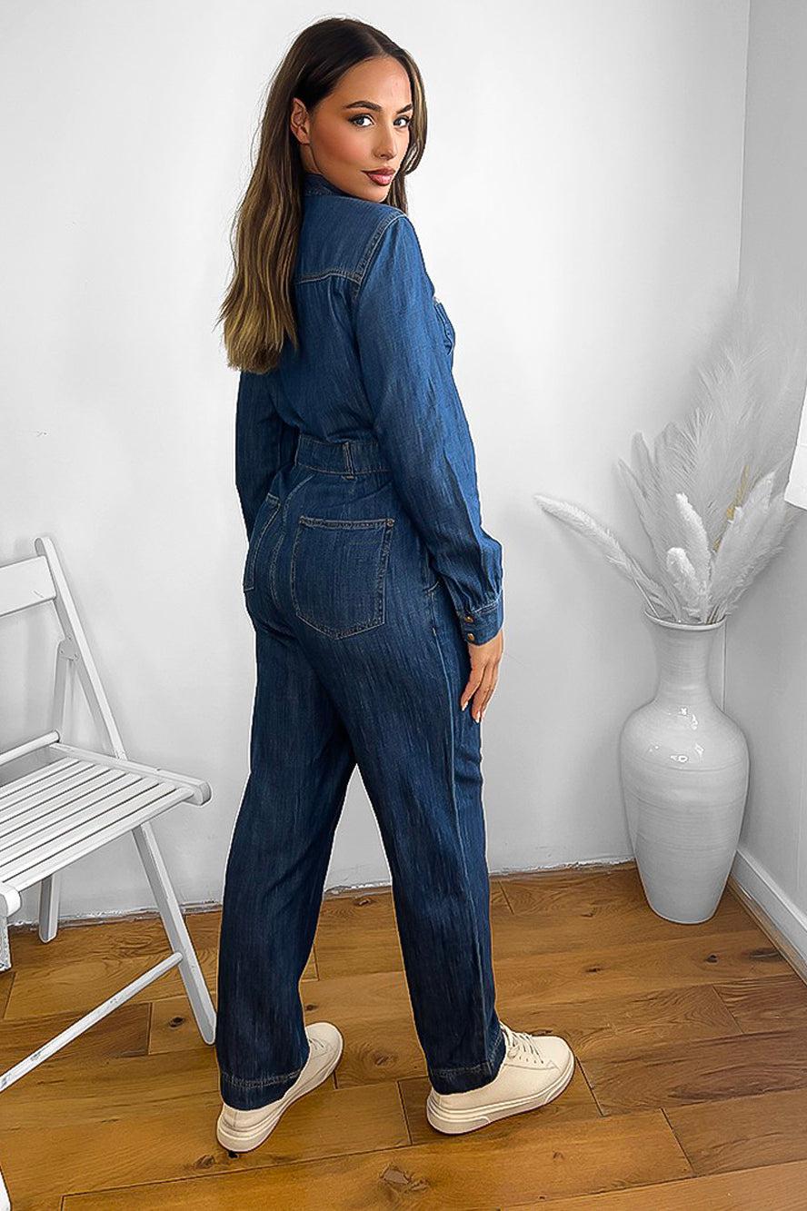 100% Cotton Denim Classic Yellow Stitch Jumpsuit-SinglePrice