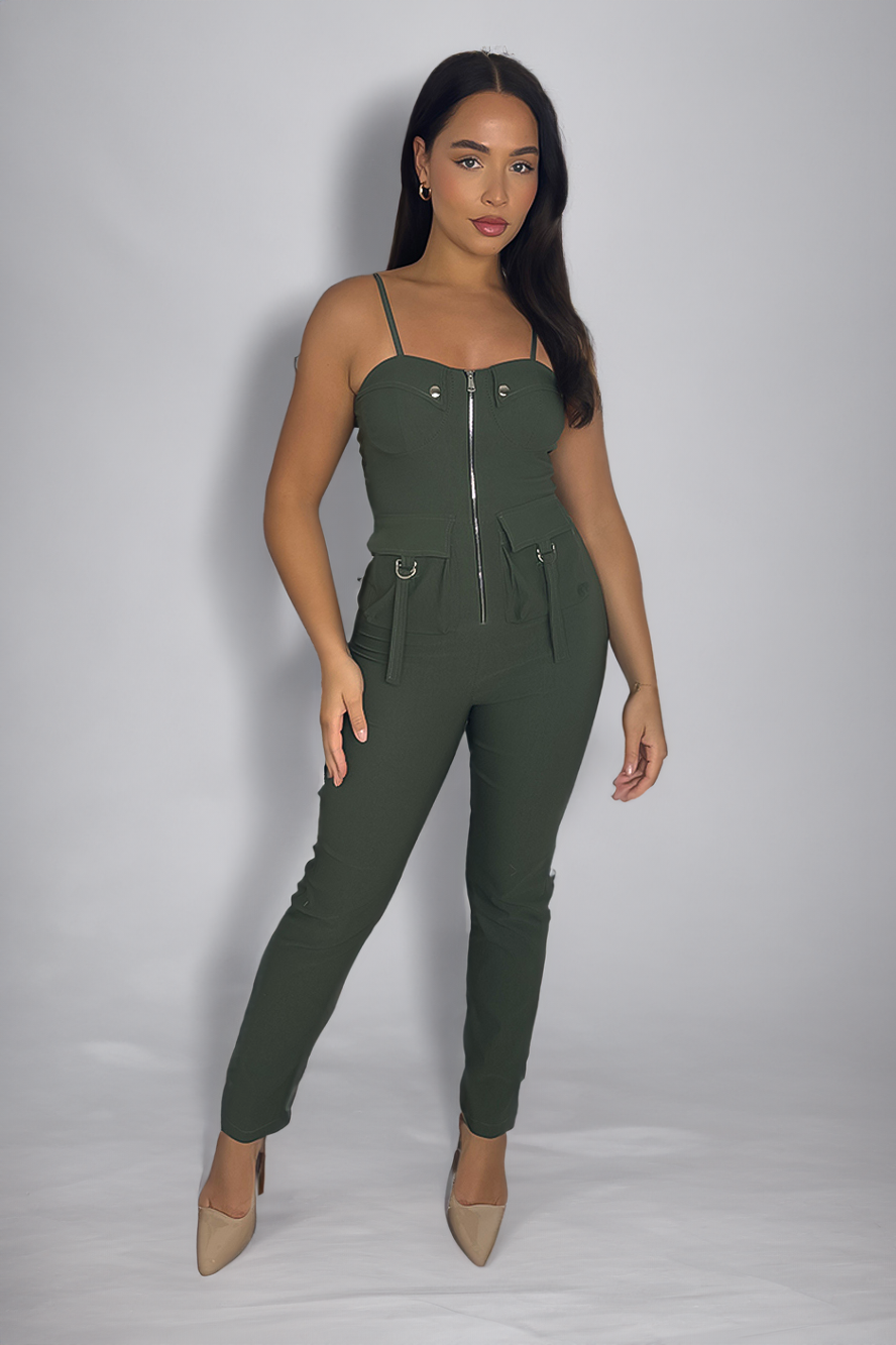 Padded Bustier Strappy Jumpsuit-SinglePrice